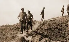 General Marcks inspecting bomb damage inflicted on the Merville Battery, on the 23rd May 1944.