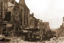 Rear view of the first Tiger destroyed during the battle in the afternoon of 13 June 1944 in Villers-Bocage.
